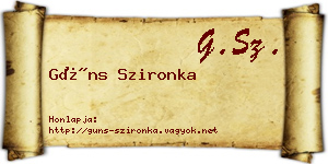 Güns Szironka névjegykártya